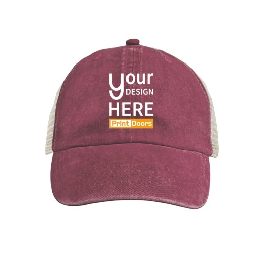 Washed Denim Mesh Trucker Hat (Heat Transfer Print) | Polyester (Made in USA)