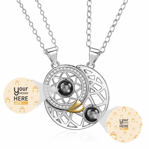 Sun & Moon Couple Projection Necklace | Stainless Steel