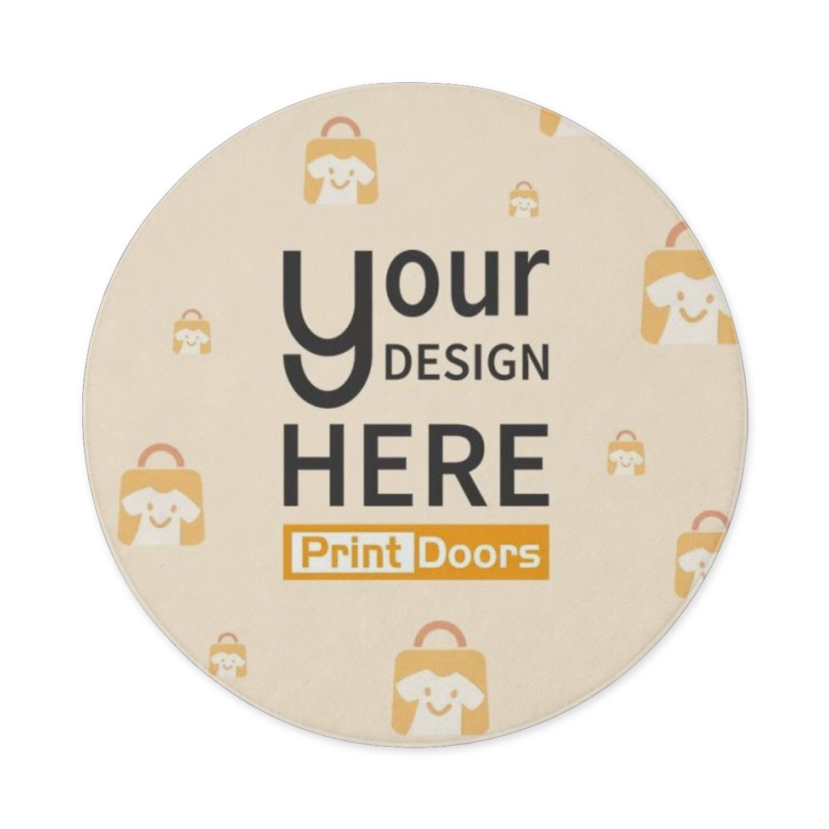 Round flannel floor mat produced on demand in the United States by PrintDoors