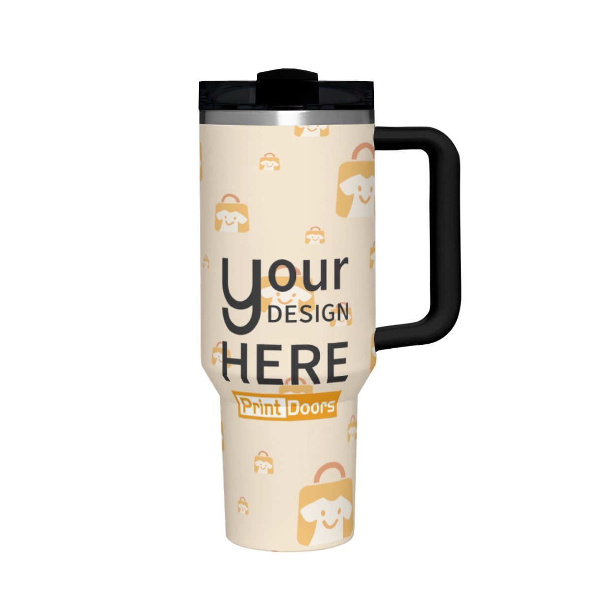 40oz stainless steel tumbler produced on demand in the United States by PrintDoors