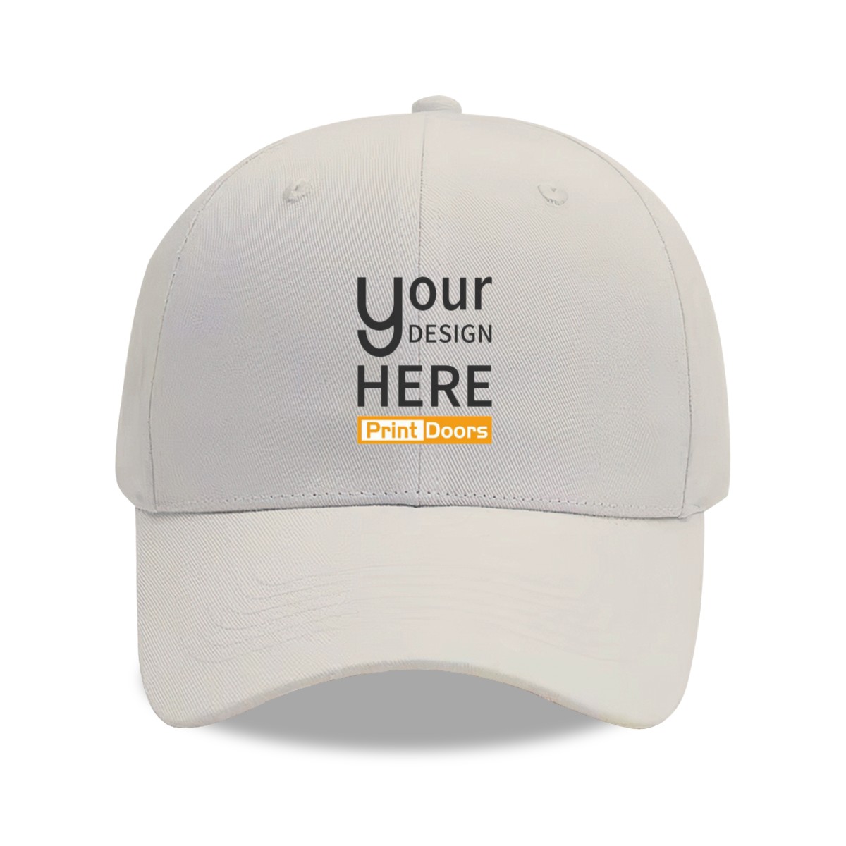 Baseball cap with a direct-to-film printed panel, produced on demand in the United States by PrintDoors