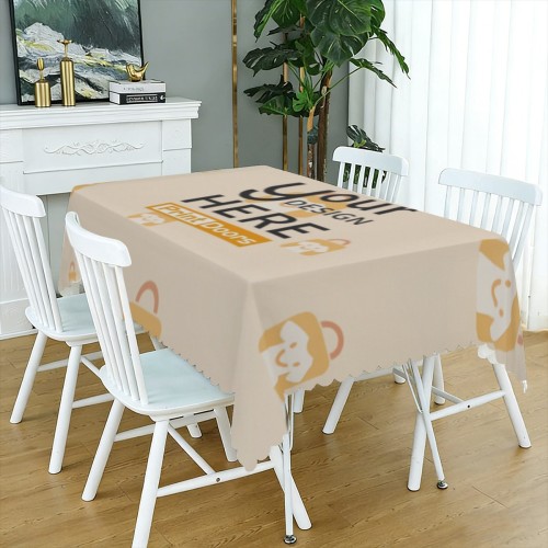 Long Tablecloth with Square Lace Trim 54x72inch | Polyester (Made in USA)