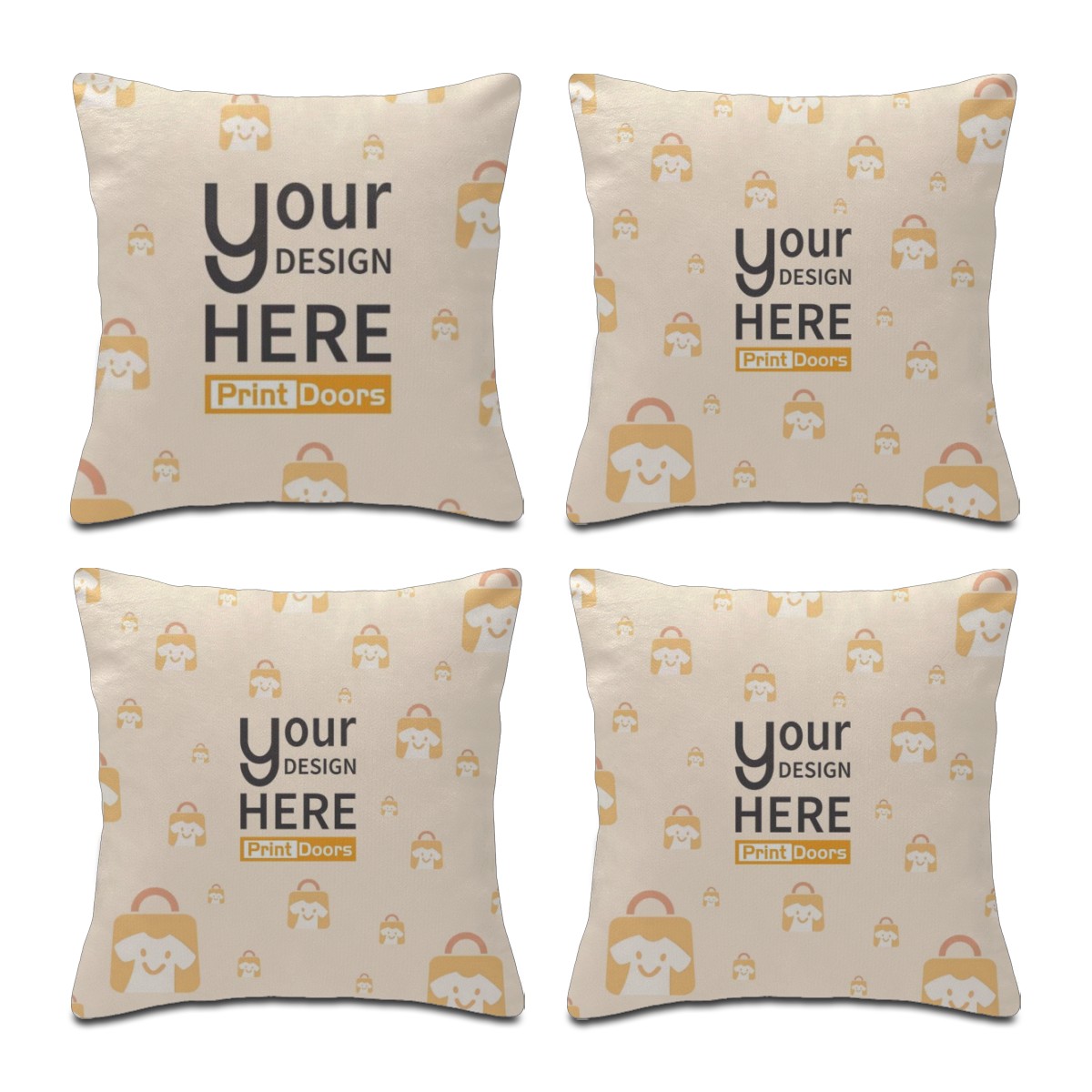 Four-piece short plush throw pillow cover set produced on demand by PrintDoors