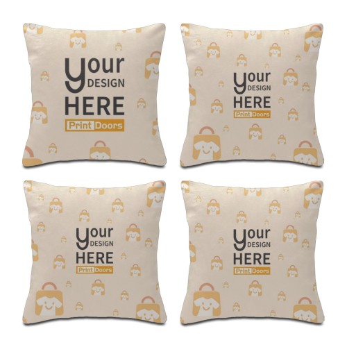 4‑Piece Short Plush Throw Pillow Cover Set| Polyester Material
