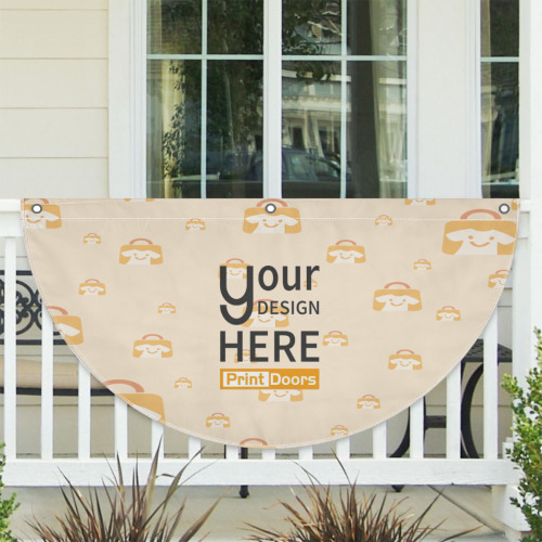 Single-sided Print Semi-Circular Flag - 3-Hole Laser Cut Version | Polyester  (Made in USA)