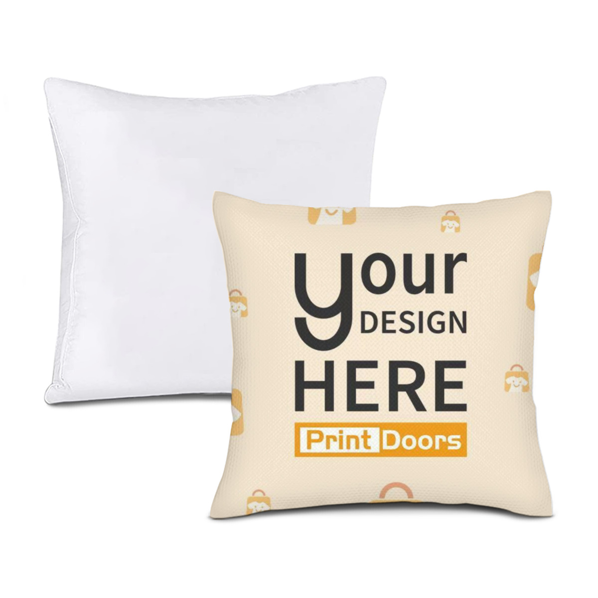 Linen pillow cover with filler printed on both sides, produced on demand by PrintDoors