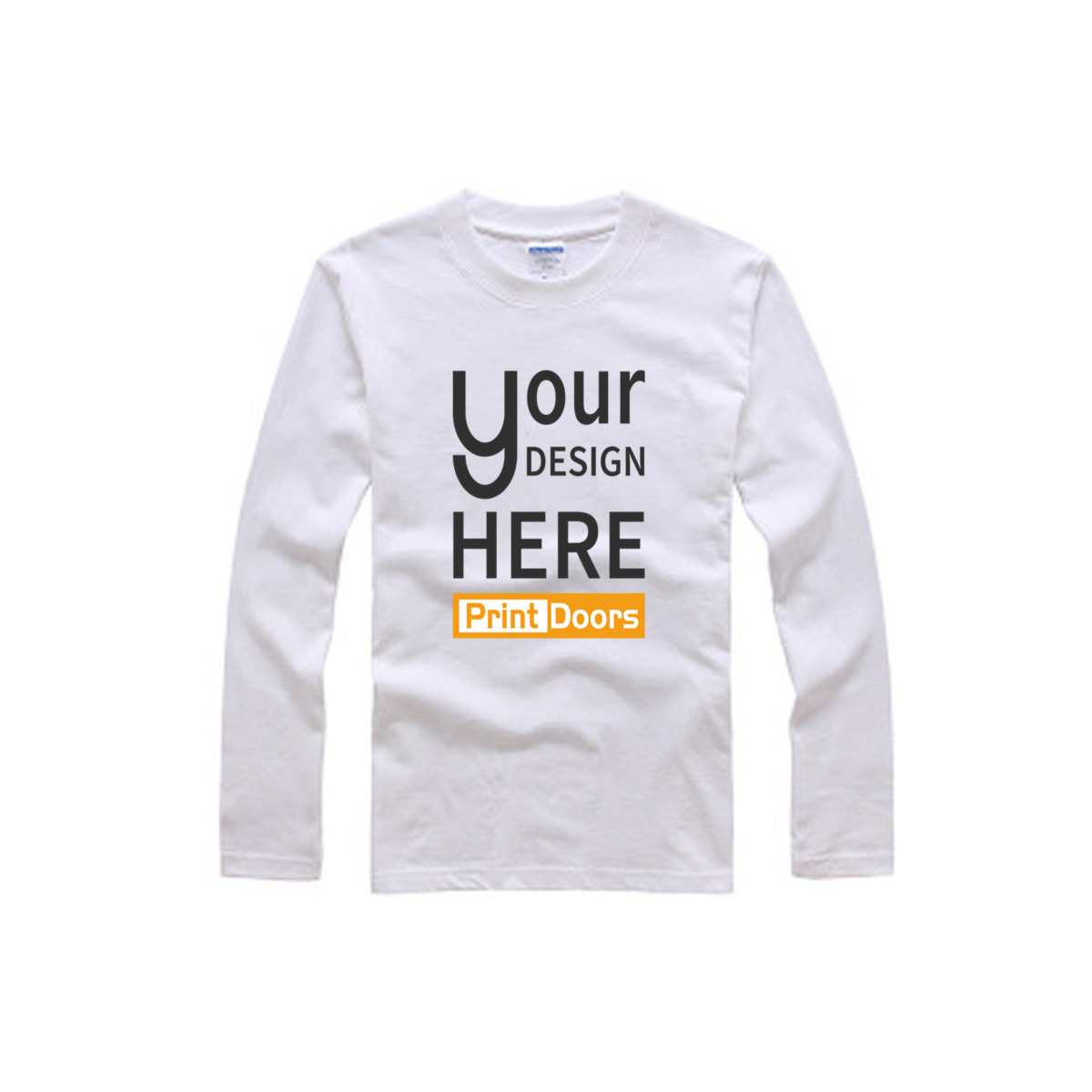 Men's long-sleeve cotton T-shirt decorated with direct-to-garment printing by PrintDoors
