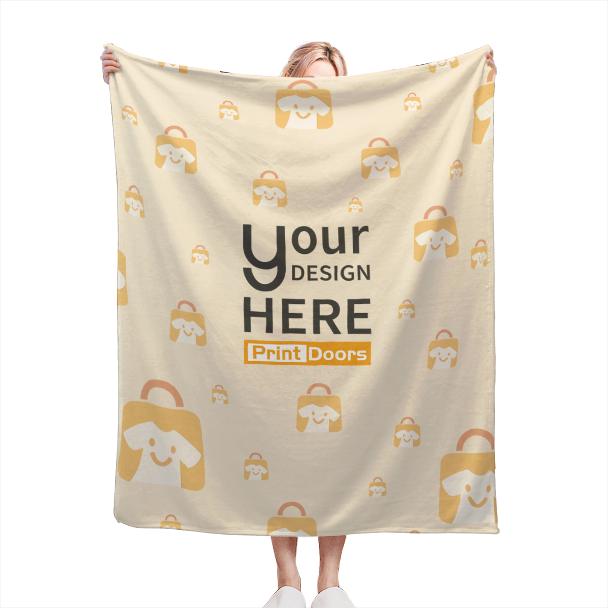 Single-sided printed multi-size blanket in 300GSM flannel produced on demand by PrintDoors