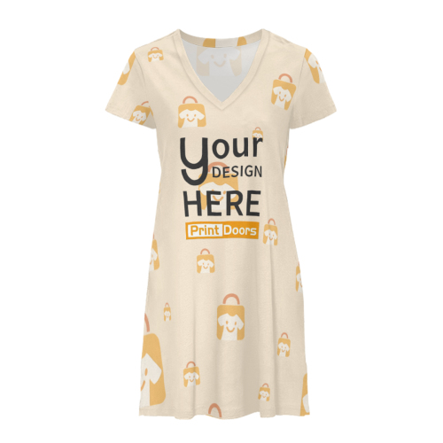 Women's V-neck Long Dress (Loose Style) 丨 Milk Silk Fabric(Polyester)