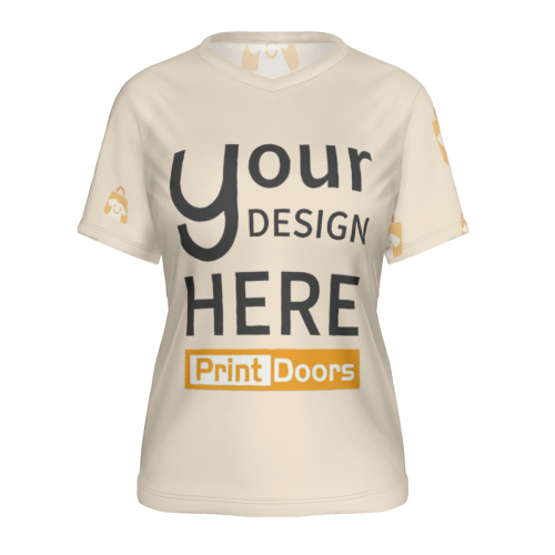 All-Over Print Women's V-Neck Short Sleeve T-Shirt | Polyester（Imitation Cotton）