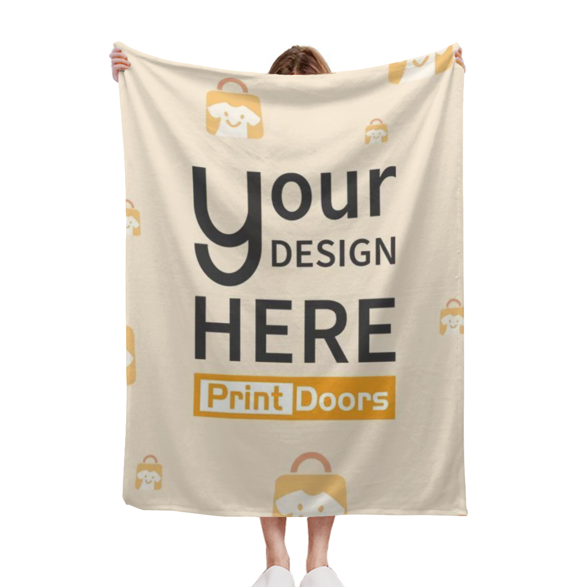 Sherpa fleece blanket in vertical format produced on demand by PrintDoors