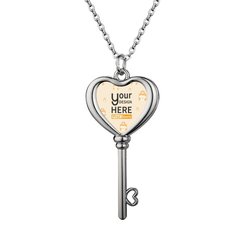 Photo Heart Shaped Key Necklace | Metal