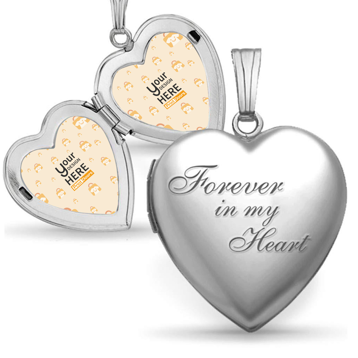 Photo locket love necklace personalised and produced on demand by PrintDoors for Etsy sellers