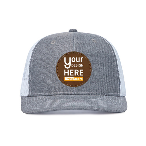 Round Leather Logo Mesh Cap (UV Printed) | Polyester and PU