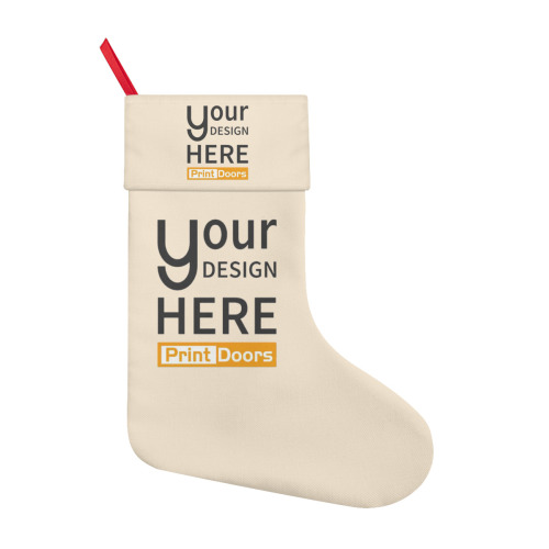 All-Over Print Off-White Christmas Stocking | Linen