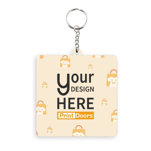 Wooden square keychain (double-sided design) | MDF
