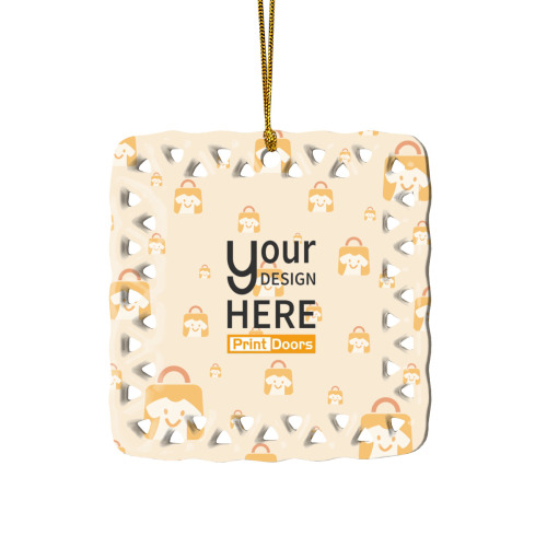 Square Pierced Ceramic Ornament 丨 Ceramics (Made in USA）