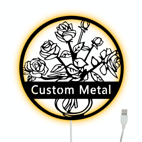 LED Rainbow Light Die-Cut Metal Sign (Black) | Steel