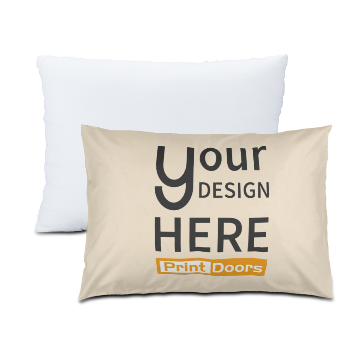 Double-sided printed pillow cover with insert in 20 by 14 inch size produced on demand by PrintDoors