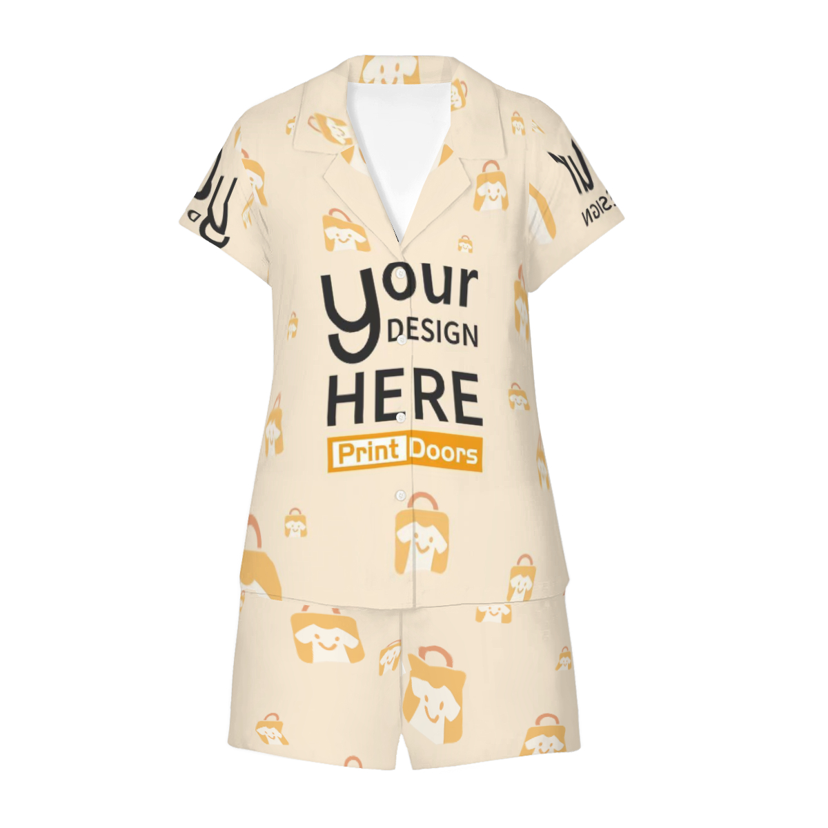 All-over print women's short-sleeved pyjama set produced on demand by PrintDoors