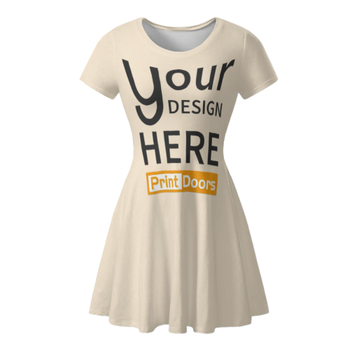 All Over Print Women's Short Sleeve Sun Dress | Milk Silk Fabric