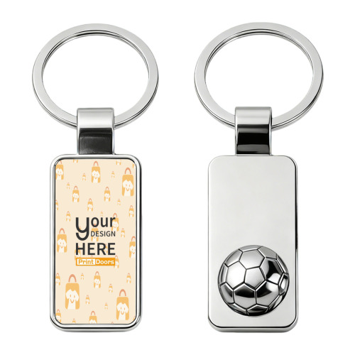 Keychain (Soccer design on the back) | Stainless Steel