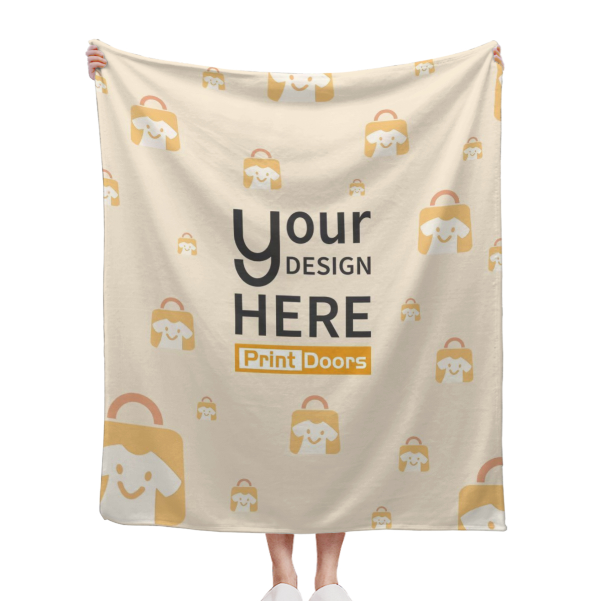 50 by 60 inch 300GSM flannel blanket produced on demand in the United States by PrintDoors