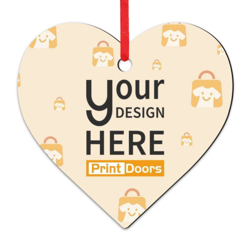 Single Sided Printed Christmas Heart Ornaments | MDF