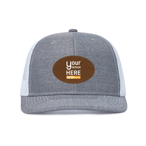 Oval Leather Logo Mesh Cap (UV Printed) | Polyester and PU