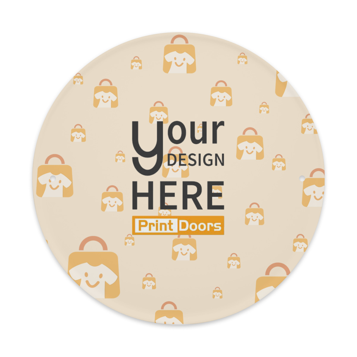 Round 8 by 8 inch tinplate metal sign produced on demand in the United States by PrintDoors