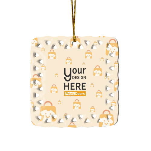 Single-Sided Printed Square Pierced Ceramic Ornament 丨 Ceramics (Made in USA）