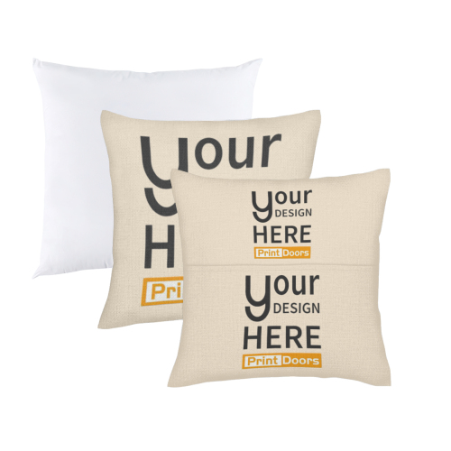 Imitation Linen Pillow Cover with Pocket (Off White)(With Pillow Insert) | Polyester