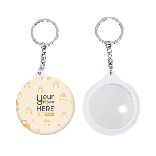 Single-Sided Printed Badge Mirror Keychain | Tinplate