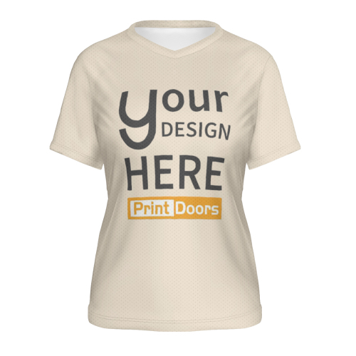 All-Over Print Women's V-Neck Short Sleeve T-Shirt（Mesh Fabric） | Polyester