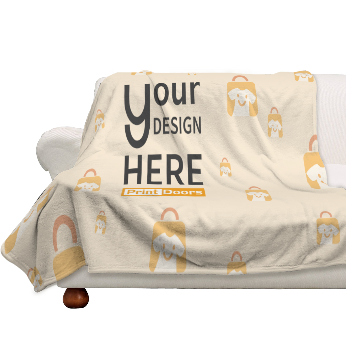 Single-sided printed multi-size flannel blanket in 230GSM produced on demand by PrintDoors
