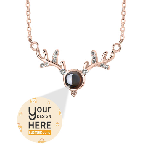 Personalized Antler Shape Projection Necklace | Metal