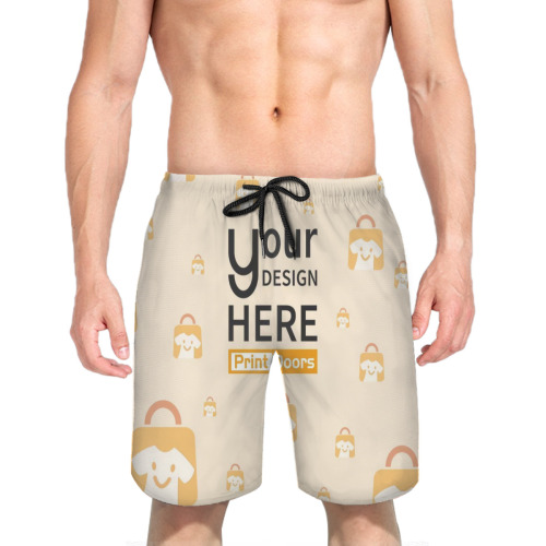 All-Over Print Men's Peach Skin Beach Shorts (Mesh Lining)|Polyester