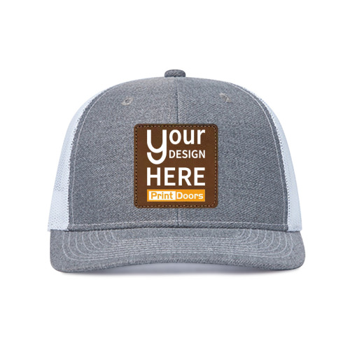 Square Leather Logo Mesh Cap (UV Printed) | Polyester and PU