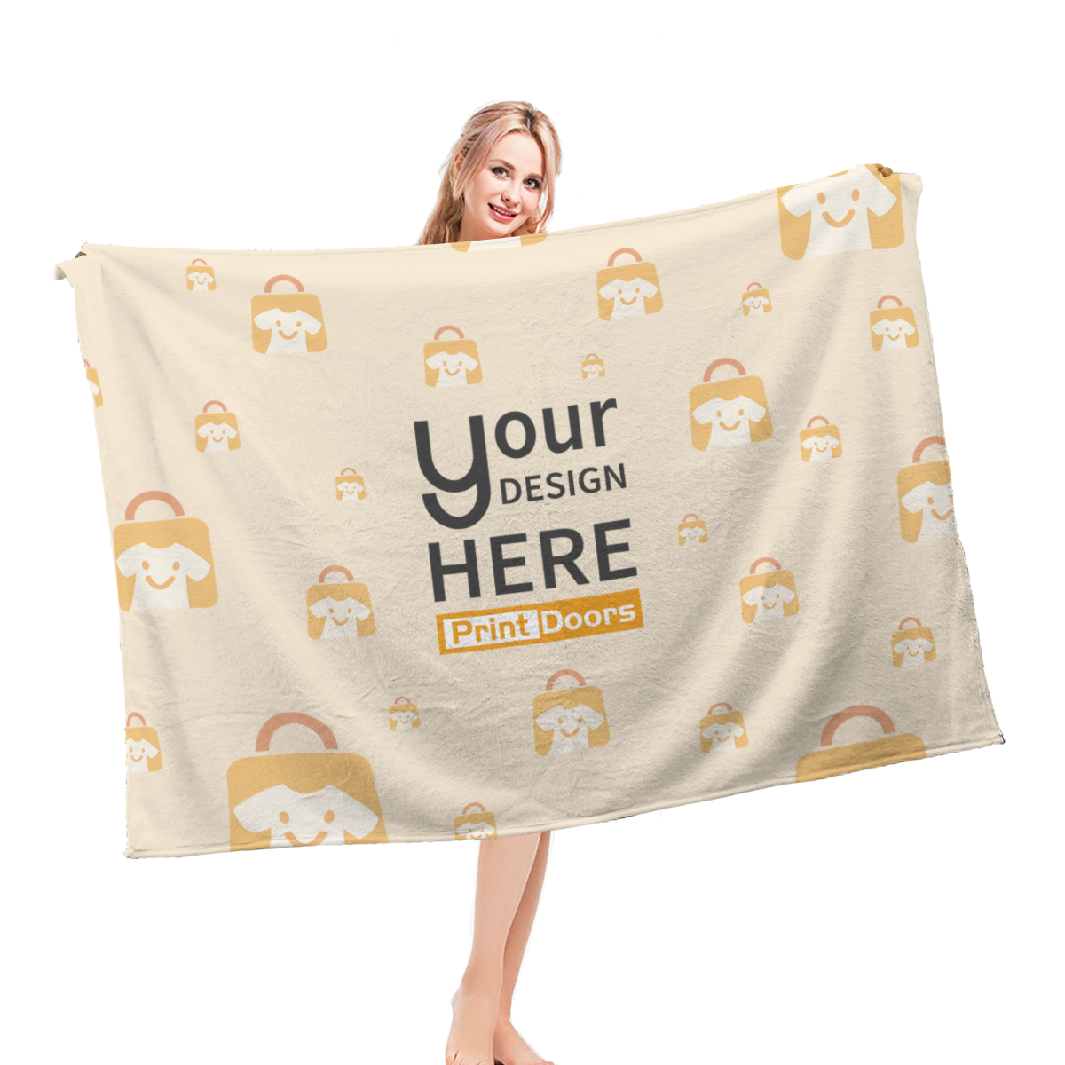 Single-sided printed flannel blanket produced on demand by PrintDoors