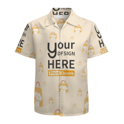 All Over Print Men's Short Sleeve Hawaiian Shirt (Without Chest Pocket) (Large Size) | Polyester