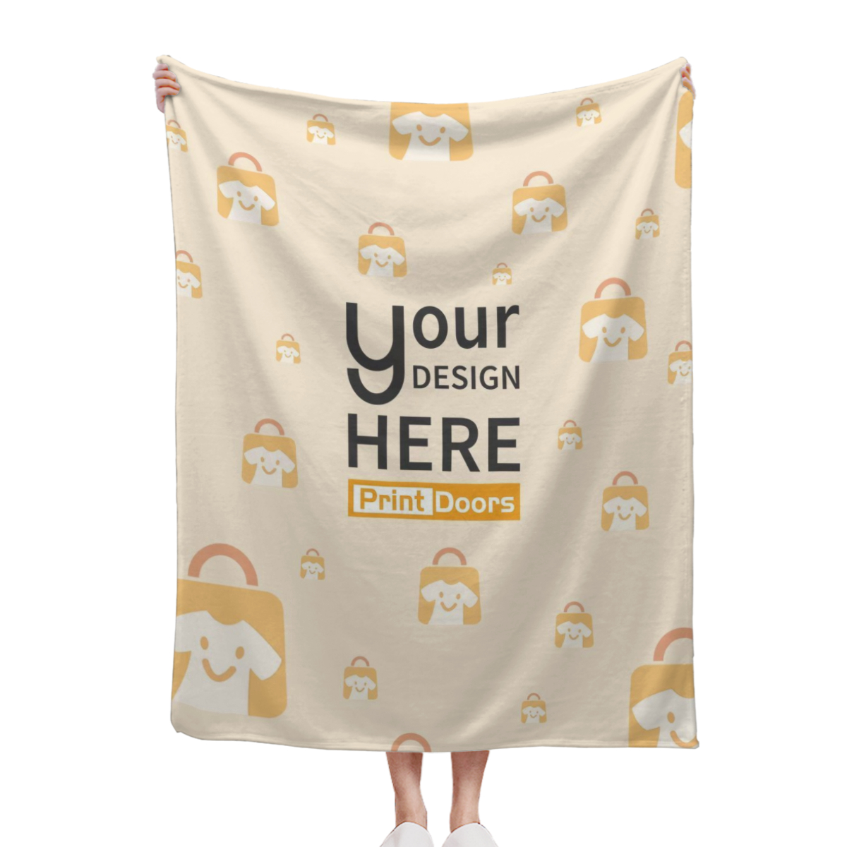 40 by 50 inch 300GSM flannel blanket produced on demand in the United States by PrintDoors