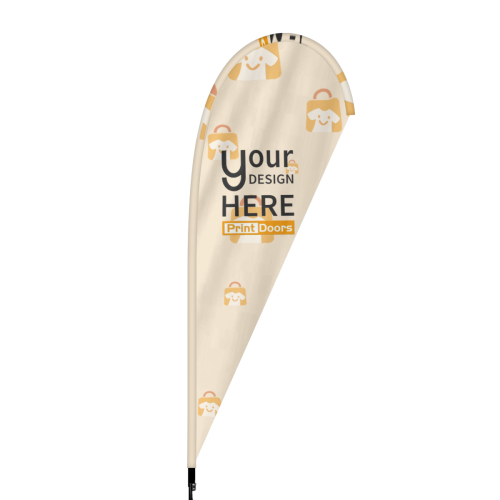 Double Sided Printed Outdoor Advertising Teardrop Flag Feather Flag(4.3x11.5ft) | Silver-Plated Fabric