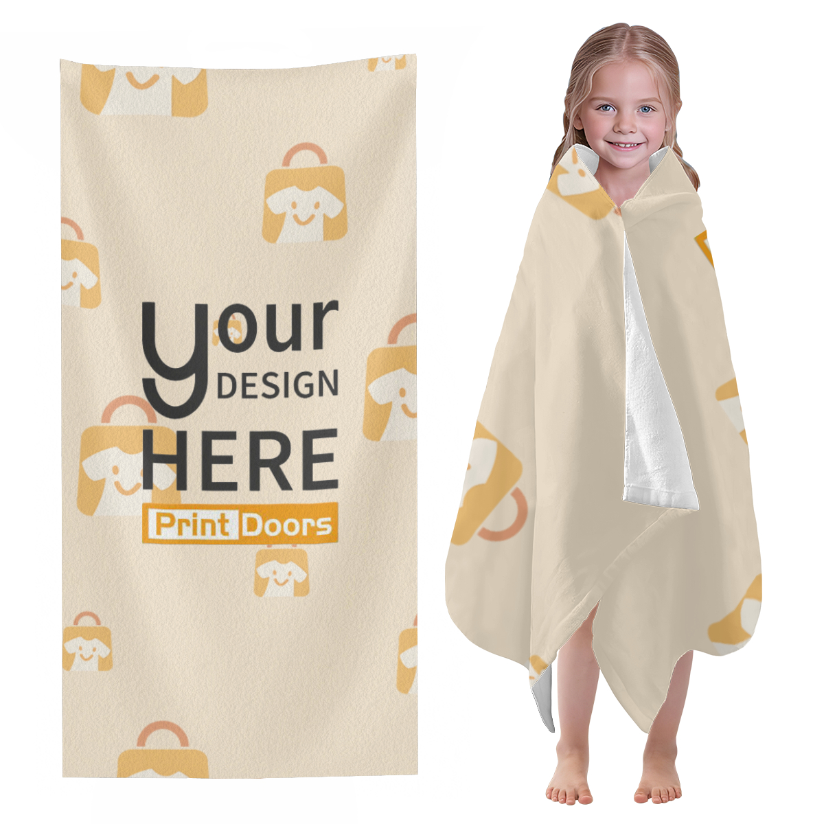 Microfibre beach towel produced on demand in the United States by PrintDoors