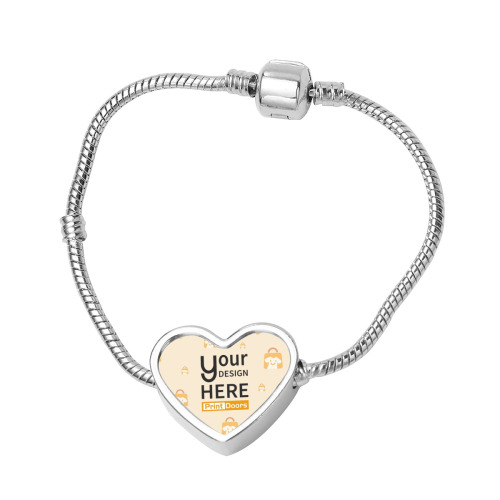 Heart Shaped Photo Snake Bone Bracelet | Metal