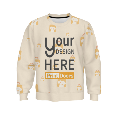 All-Over Print Crew Neck Sweater | 95% Polyester+5% Spandex